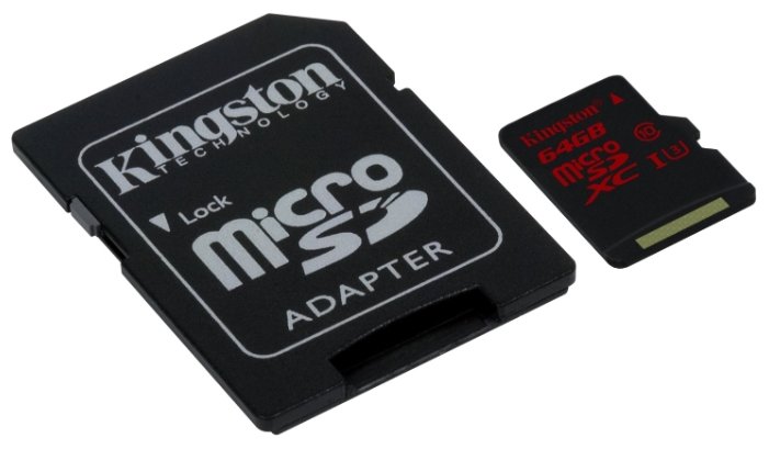 Фото Карта памяти KINGSTON microSDXC 64 GB UHS-I Class 3 + A (SDCA3/64GB)