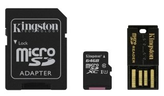 Фото Карта памяти KINGSTON microSDXC MBLY10G2/64GB Class 10/adapter SD/USB reader