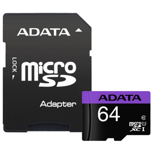 Фото Карта памяти ADATA MicroSDXC 64 GB UHS-I class 1 + A (AUSDH64GUICL10A1)