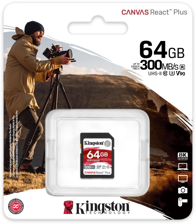 Фотография Карта памяти KINGSTON SDR2/64Gb Canvas React Plus UHS-II + USB Adapter