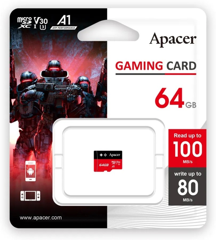 Фото Карта памяти APACER AP64GMCSX10U7-RAGC 64GB