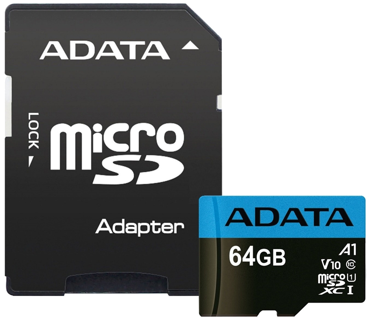 Фотография Карта памяти ADATA AUSDX64GUICL10A1-RA1 Class 10 + adapter SD