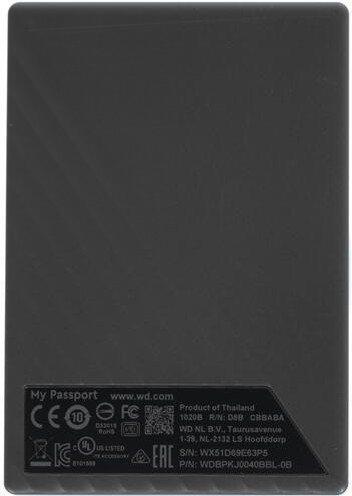 Фото Жесткий диск HDD Western Digital 4Tb My Passport 2.5 WDBPKJ0040BBL-WESN