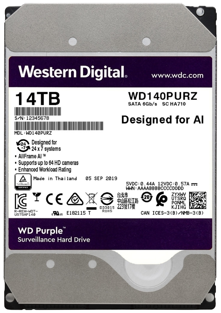 Фото Жесткий диск HDD Western Digital Purple WD140PURZ