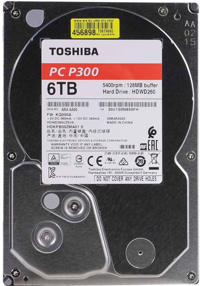 Фото Жесткий диск HDD TOSHIBA P300 HDWD260EZSTA