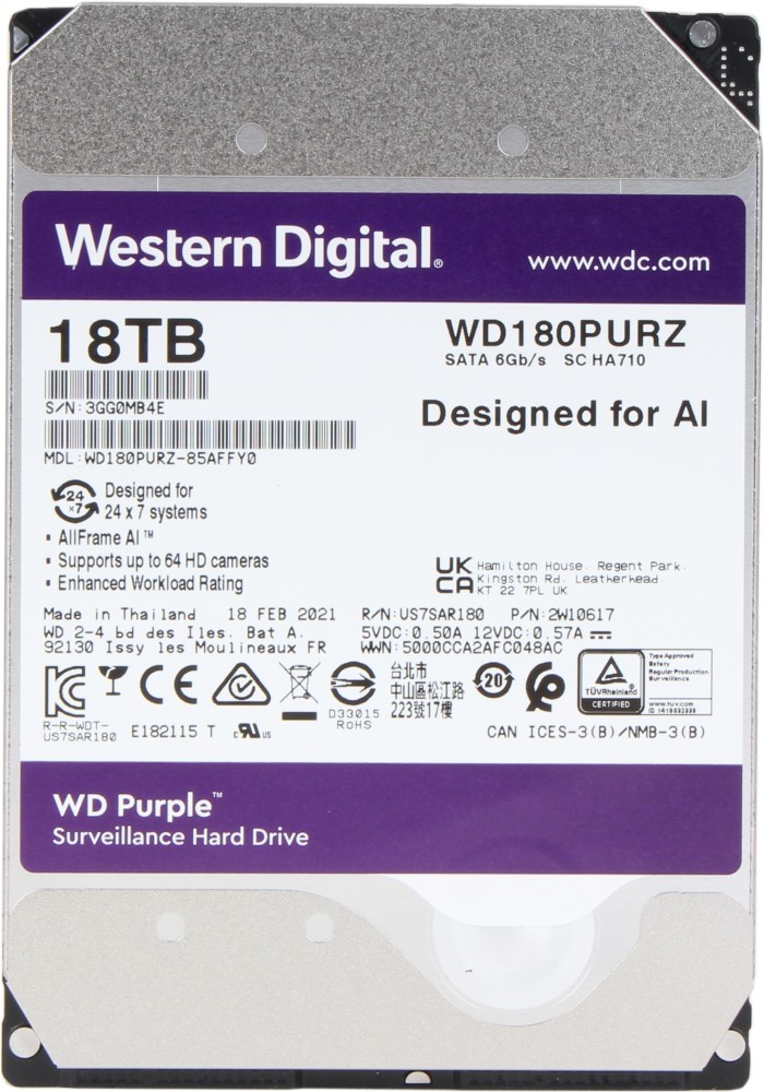 Жесткий диск HDD Western Digital Purple WD180PURZ
