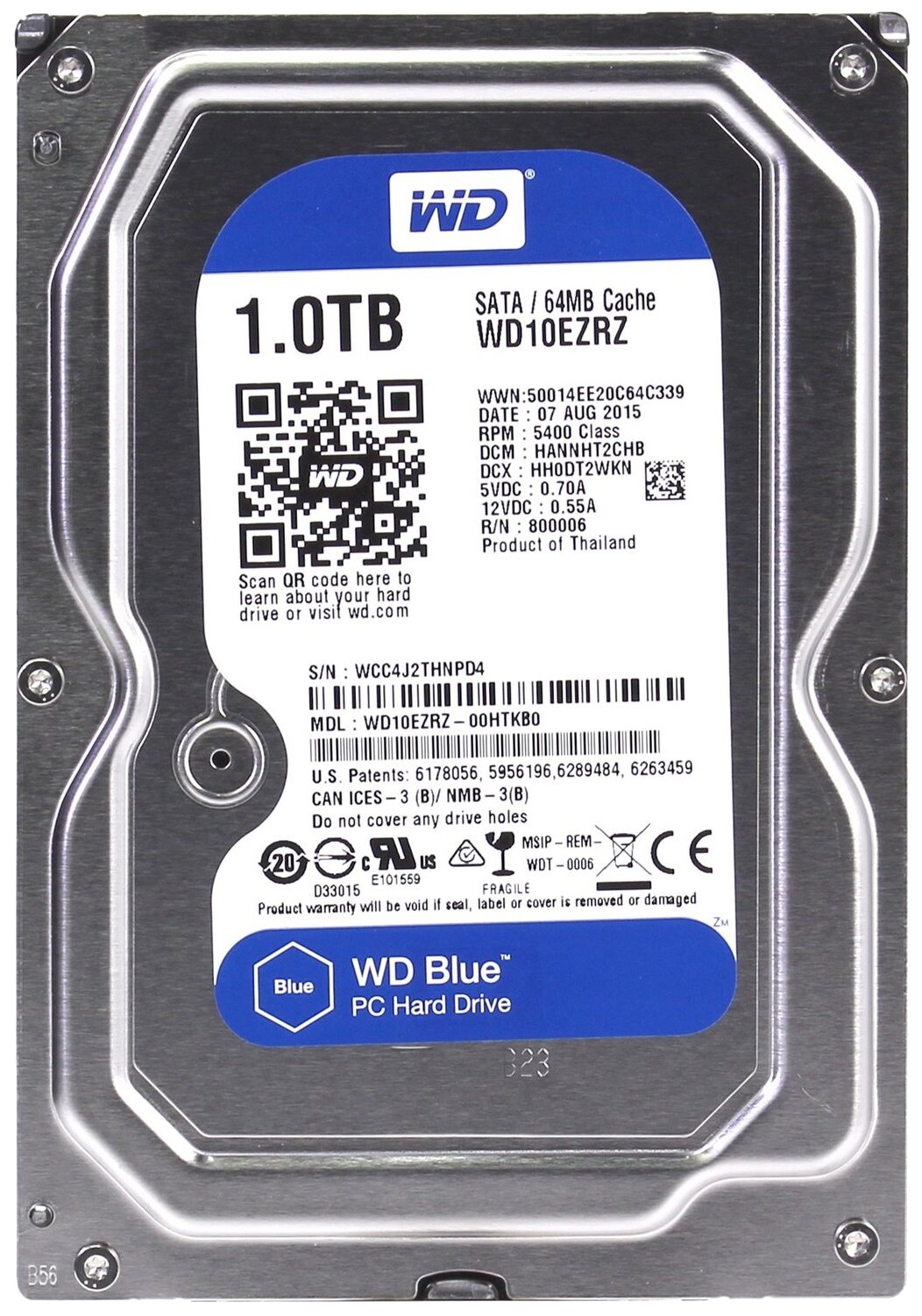 Жесткий диск HDD Western Digital WD10EZRZ 1000 Gb Blue