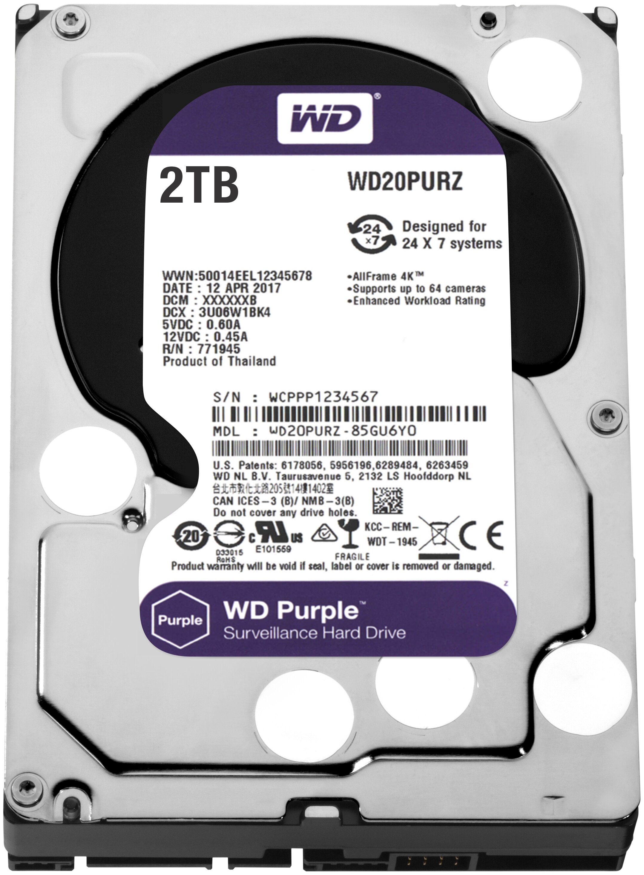 Фото Жесткий диск HDD Western Digital WD20PURZ 2000 Gb Purple