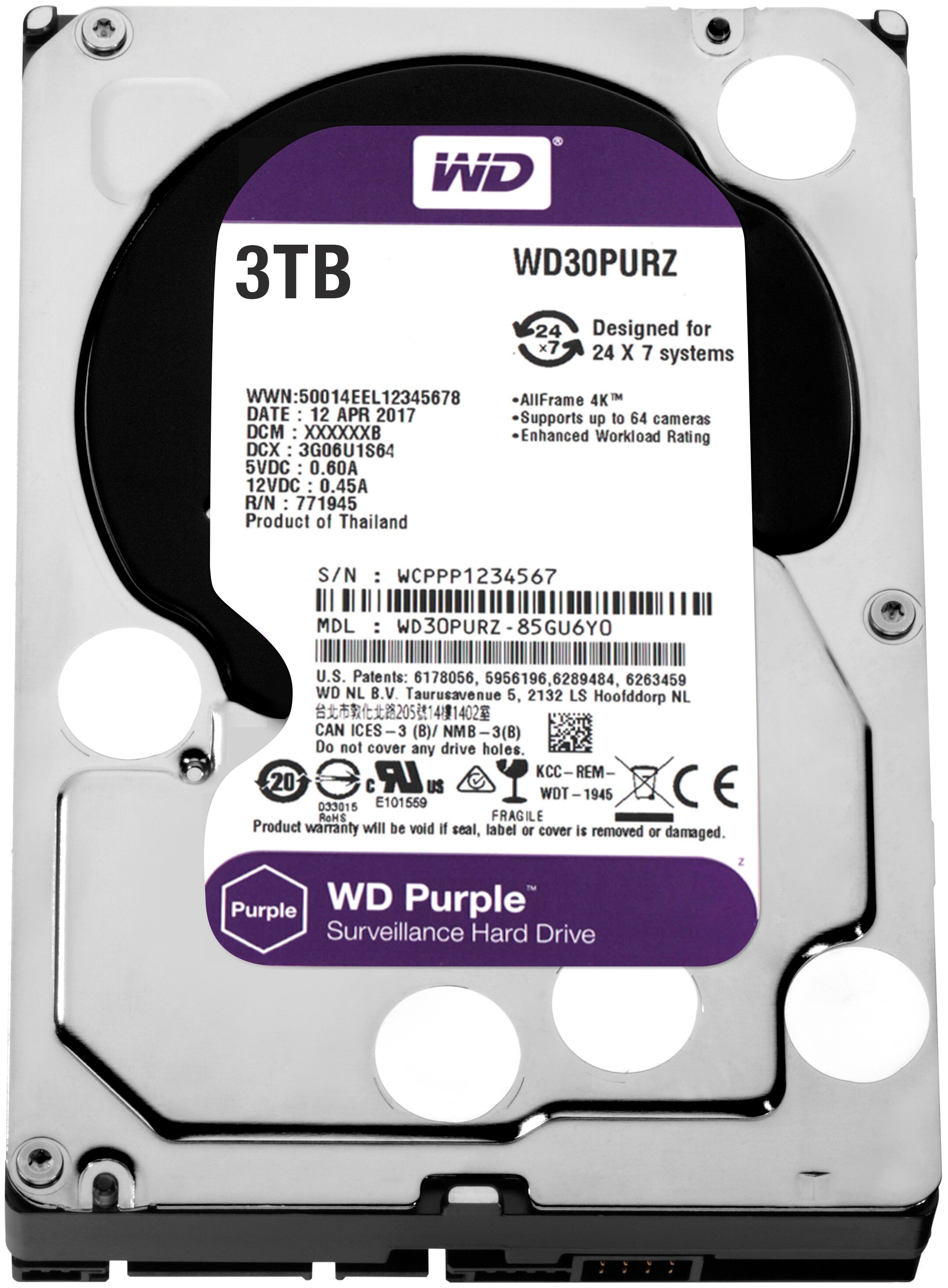 Фото Жесткий диск HDD Western Digital WD30PURZ 3000 Gb Purple