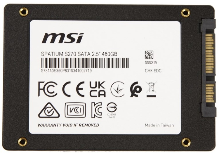 Фото Жесткий диск SSD MSI 480Gb SPATIUM S270 SATA III 2.5"