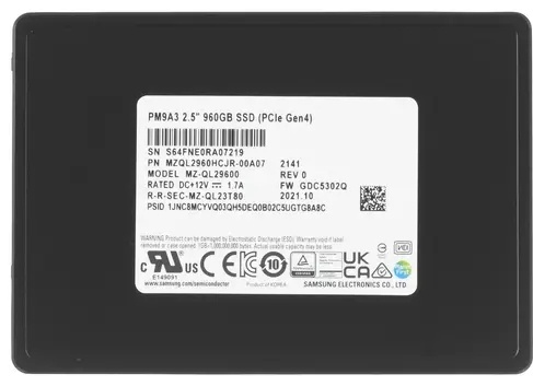 Фото Жесткий диск SSD SAMSUNG PM9A3 960GB MZQL2960HCJR-00A07