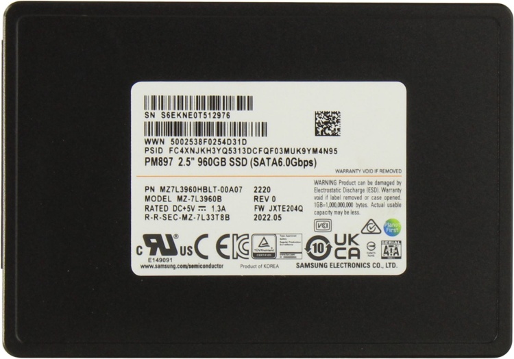 Фото Жесткий диск SSD SAMSUNG PM897 960GB MZ7L3960HBLT-00A07