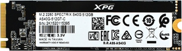 Фотография Жесткий диск SSD ADATA XPG SPECTRIX S40G RGB 512ГБ M.2 AS40G-512GT-C