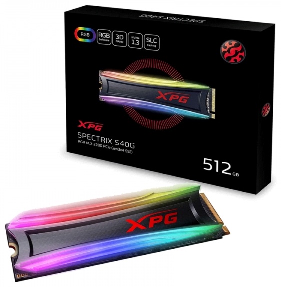 Картинка Жесткий диск SSD ADATA XPG SPECTRIX S40G RGB 512ГБ M.2 AS40G-512GT-C