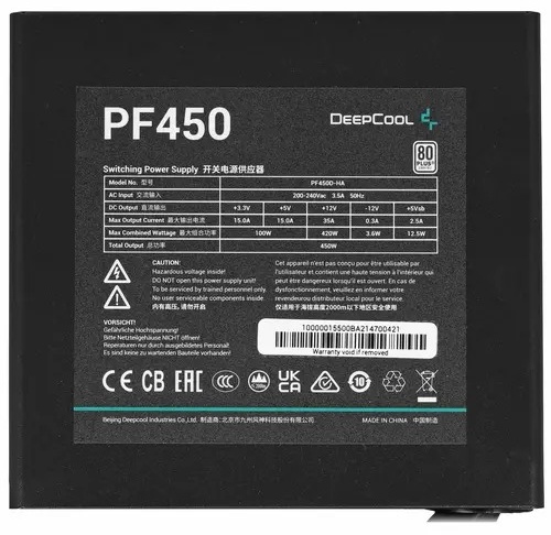 Фото Блок питания DEEPCOOL PF450 (R-PF450D-HA0B-EU)