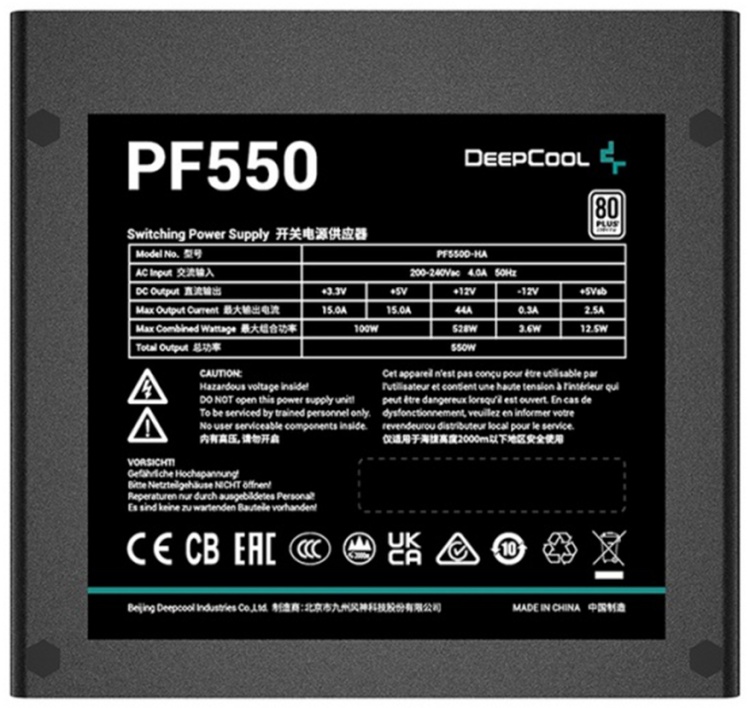 Фотография Блок питания DEEPCOOL PF550 (R-PF550D-HA0B-EU)