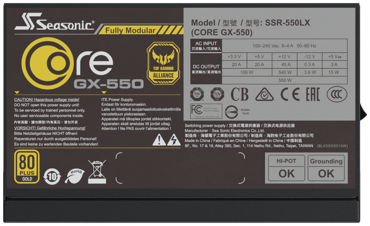 Купить Блок питания ATX Seasonic Core GX-550 SSR-550LX 550W 80plus Gold