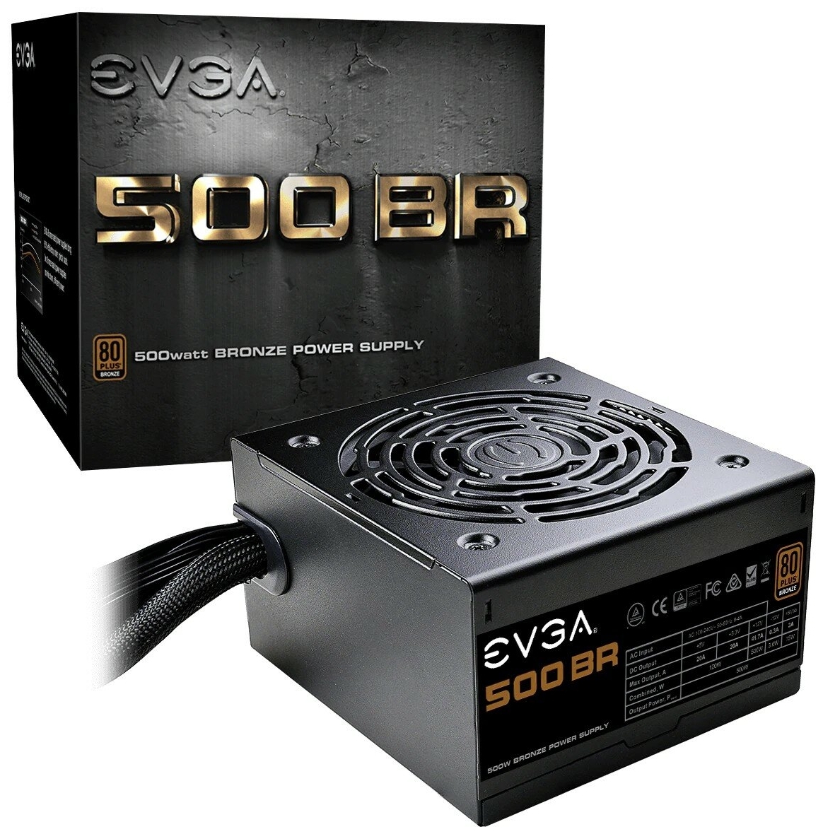 Цена Блок питания ATX 600W EVGA 500 BR 80+ BRONZE (100-BR-0500-K2)