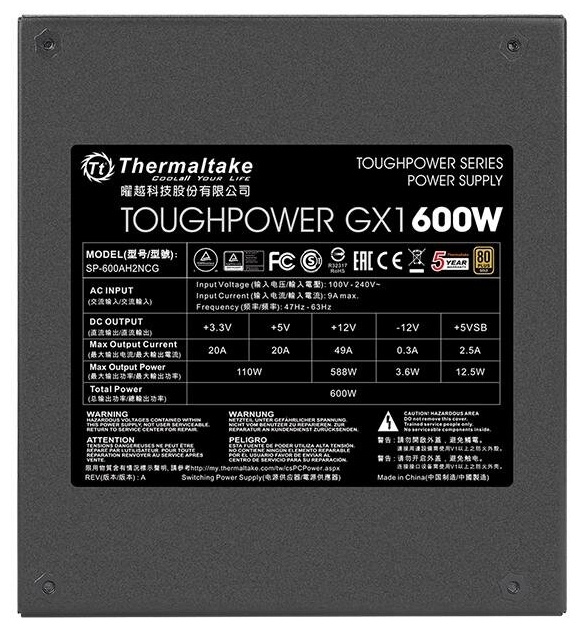 Картинка Блок питания THERMALTAKE Toughpower GX1 600W PS-TPD-0600NNFAGE-1