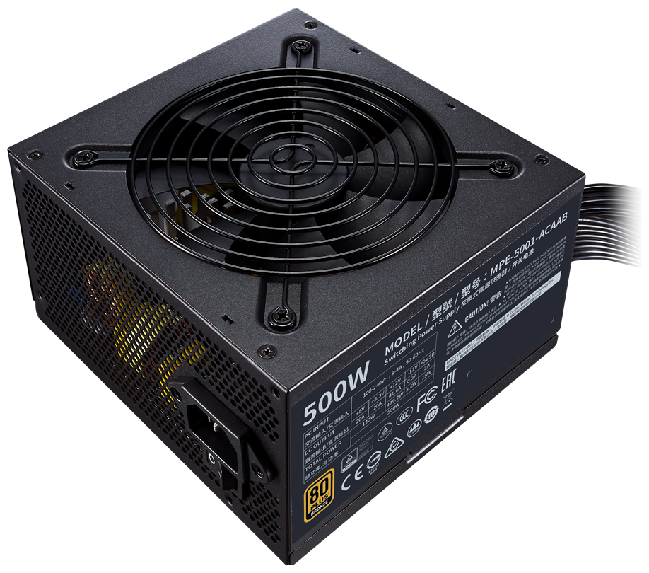 Фото Блок питания CoolerMaster MWE 500 BRONZE V2 500-750W Non Modular, Active PFC, вент. 12см, MPE-5001-ACAAB-EU