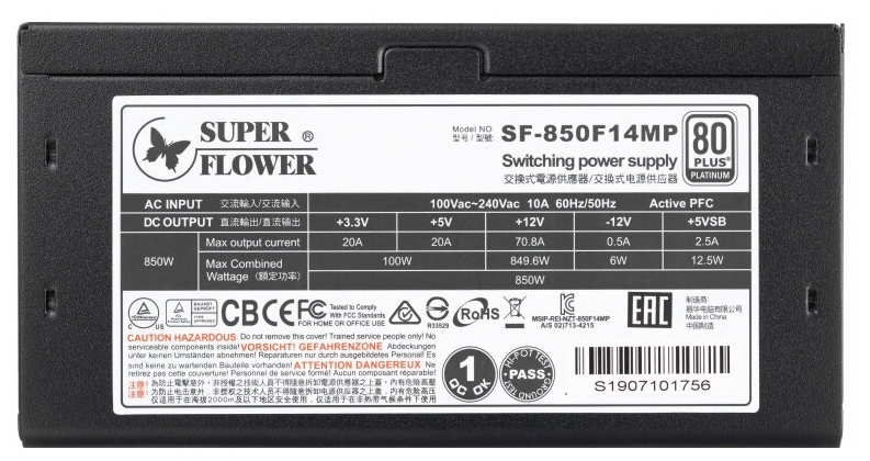 Картинка Блок питания ATX SUPER FLOWER LEADEX Platinum SE SF-850F14MP 850W APFC 80+ Platinum