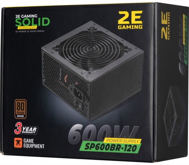 Картинка Блок питания 2E GAMING SOLID POWER (600W) 2E-SP600BR-120