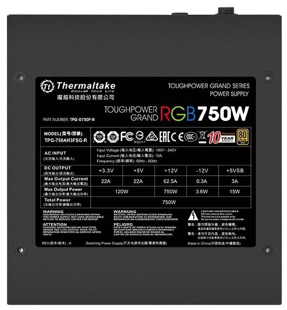 Фотография Блок питания THERMALTAKE Toughpower Grand RGB 750W PS-TPG-0750FPCGEU-R