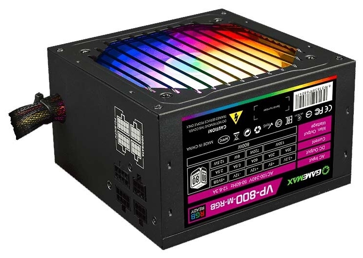 Блок питания GAMEMAX VP-800-M-RGB с кабелем