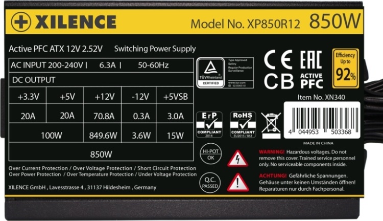 Фото Блок питания XILENCE Gaming Gold XN340 850W (XP850R12)