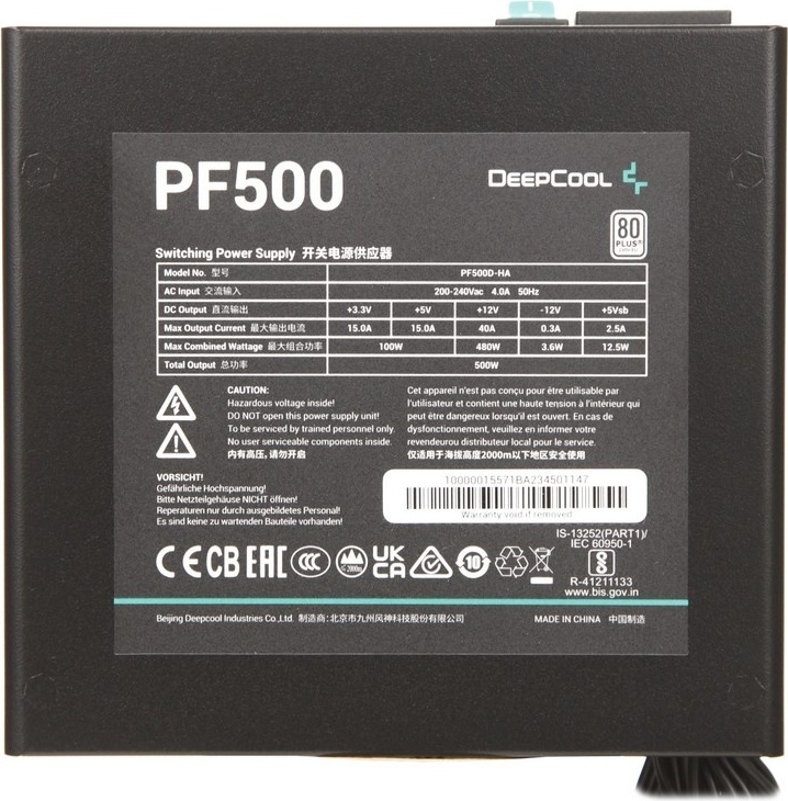 Фотография Блок питания DEEPCOOL PF500 (R-PF500D-HA0B-EU)