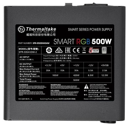 Картинка Блок питания THERMALTAKE Smart RGB 500W PS-SPR-0500NHSAWE-1
