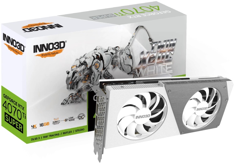 Видеокарта INNO3D GeForce RTX4070Ti SUPER Twin X2 OC WHITE (N407TS2-166XX-186156W)