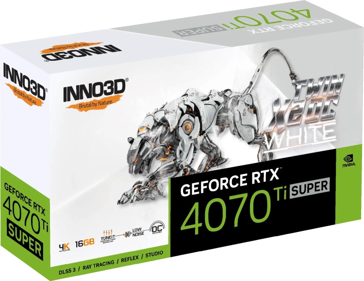 Фото Видеокарта INNO3D GeForce RTX4070Ti SUPER Twin X2 OC WHITE (N407TS2-166XX-186156W)