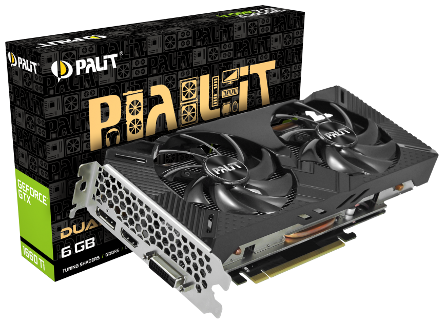 Видеокарта PALIT GTX1660Ti DUAL 6G GDDR6 192bit, DVI, HDMI, DP, BOX (NE6166T018J9-1160C) Казахстан