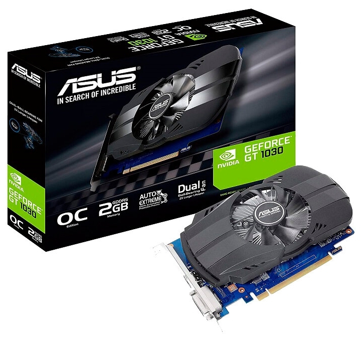 Фотография Видеокарта ASUS GeForce GT1030 Phoenix Fan OC Edition 2GB (PH-GT1030-O2G)