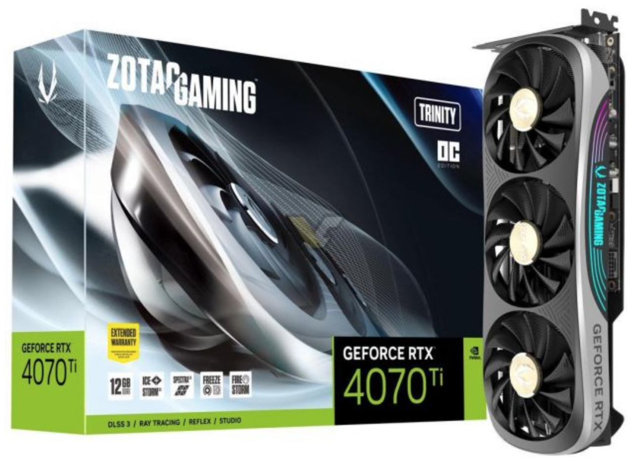 Картинка Видеокарта 12 GB ZOTAC GAMING RTX 4070Ti AMP AIRO (ZT-D40710F-10P)