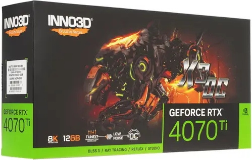 Картинка Видеокарта Inno3D GeForce RTX4070 Ti X3 OC, 12G GDDR6X 192-bit HDMI 3xDP N407T3-126XX-186148N