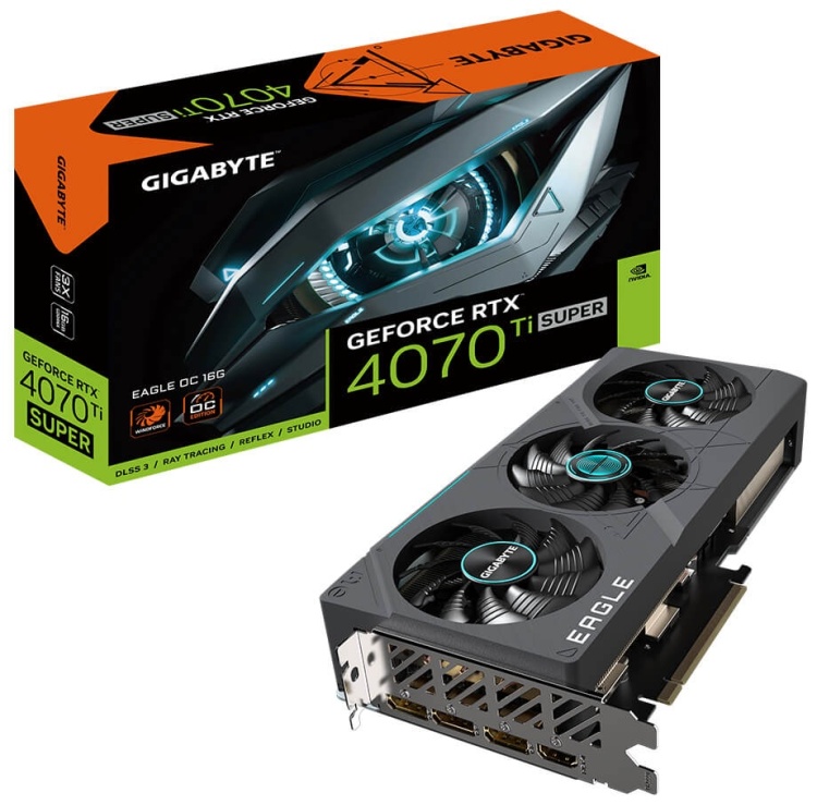 Фотография Видеокарта GIGABYTE RTX4070Ti SUPER EAGLE OC 16G (GV-N407TSEAGLE OC-16GD)