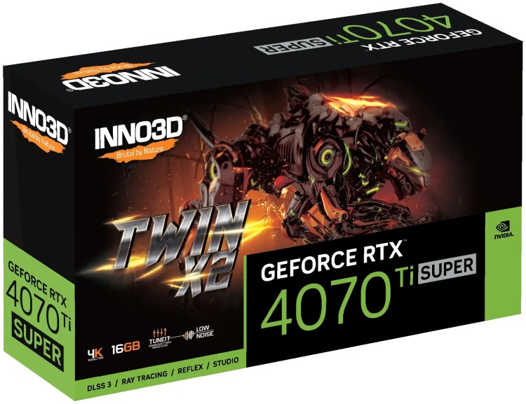 Фотография Видеокарта INNO3D GeForce RTX4070Ti SUPER Twin X2 16G (N407TS2-166X-186156N)