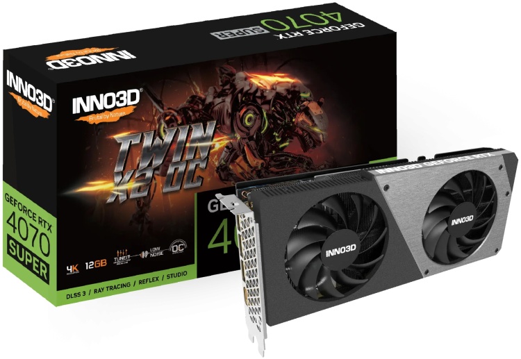 Видеокарта INNO3D GeForce RTX4070 SUPER Twin X2 OC 12G (N407S2-126XX-186162N)