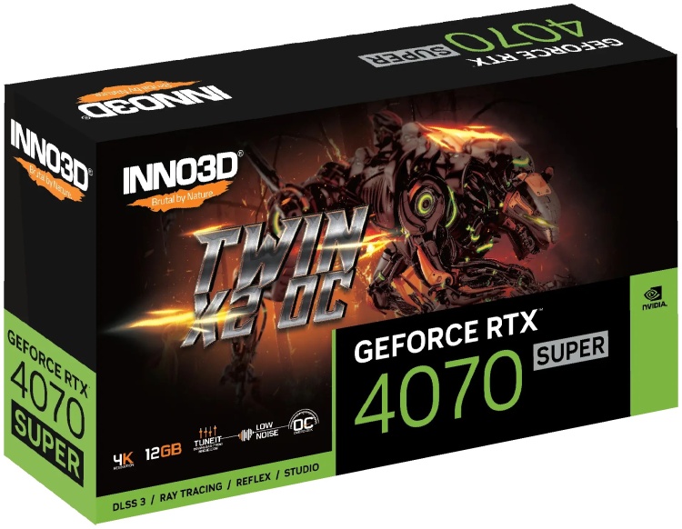 Фотография Видеокарта INNO3D GeForce RTX4070 SUPER Twin X2 OC 12G (N407S2-126XX-186162N)