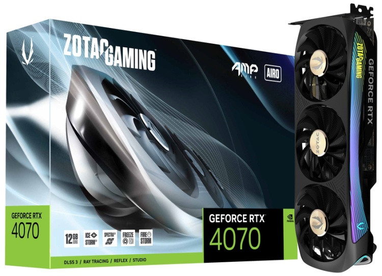 Картинка Видеокарта PCI Express12 GB ZOTAC GAMING RTX 4070 AMP AIRO (ZT-D40700F-10P)