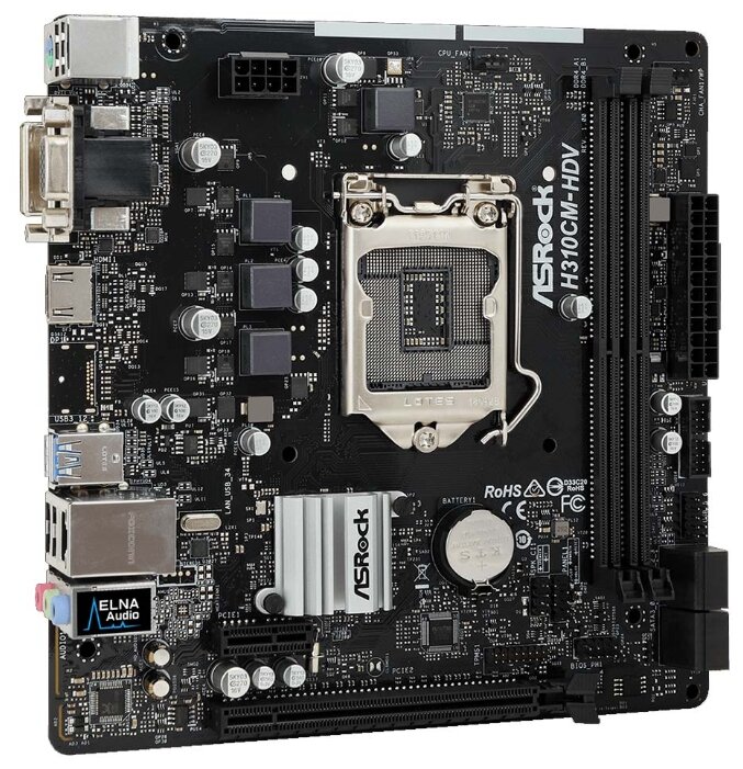 Фотография Материнская плата ASRock H310CM-HDV (4717677336405)