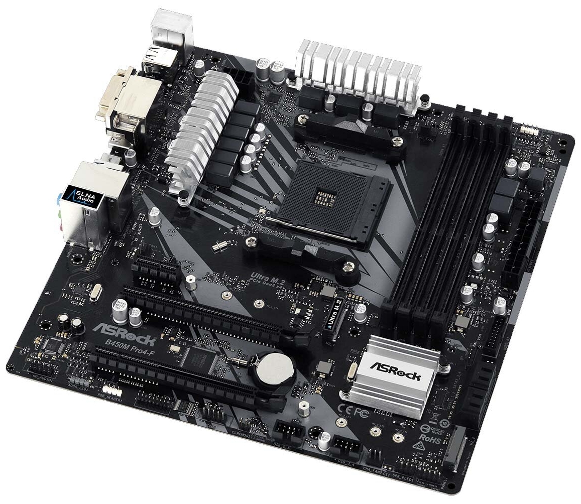 Фото Материнская плата ASRock B450M PRO4-F (B450M PRO4-F)