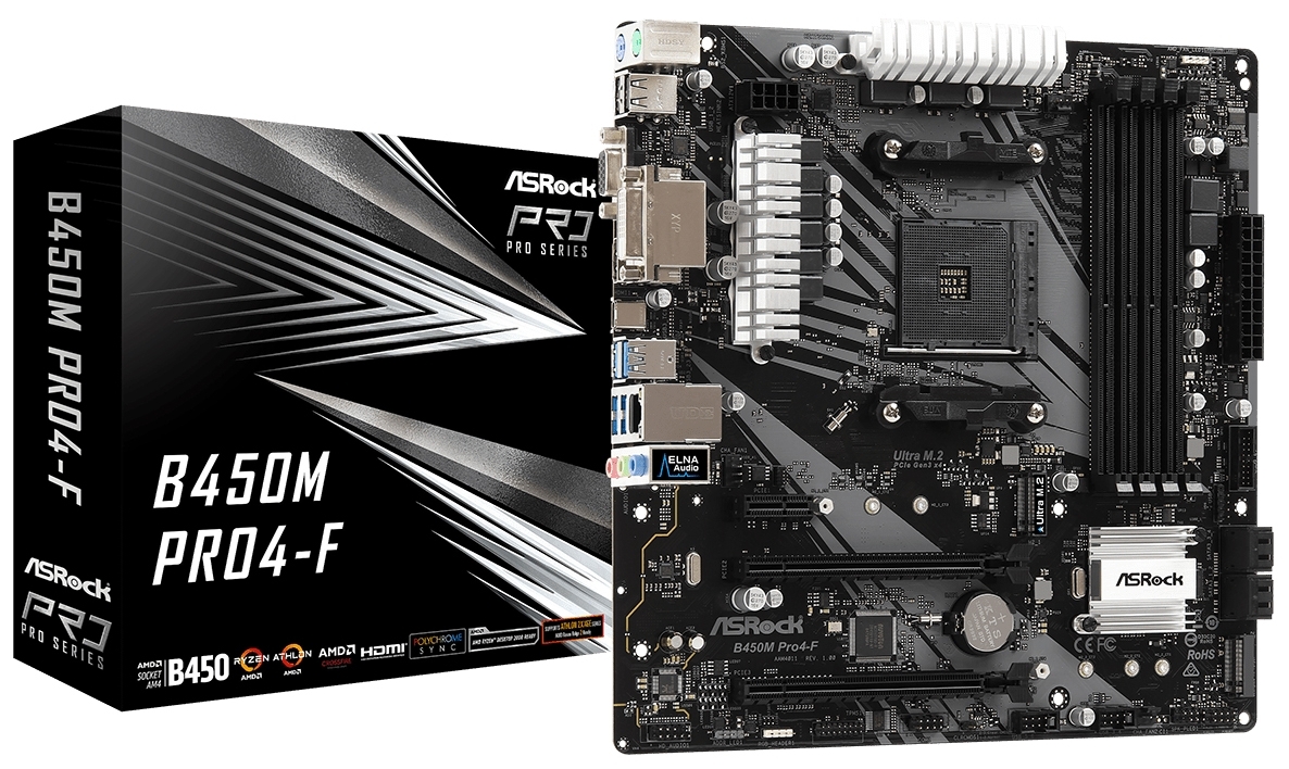 Цена Материнская плата ASRock B450M PRO4-F (B450M PRO4-F)