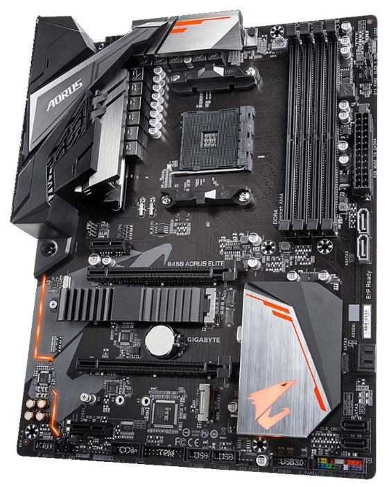 Фотография Материнская плата GIGABYTE B450 AORUS ELITE (GAB45ARSE-00-G)