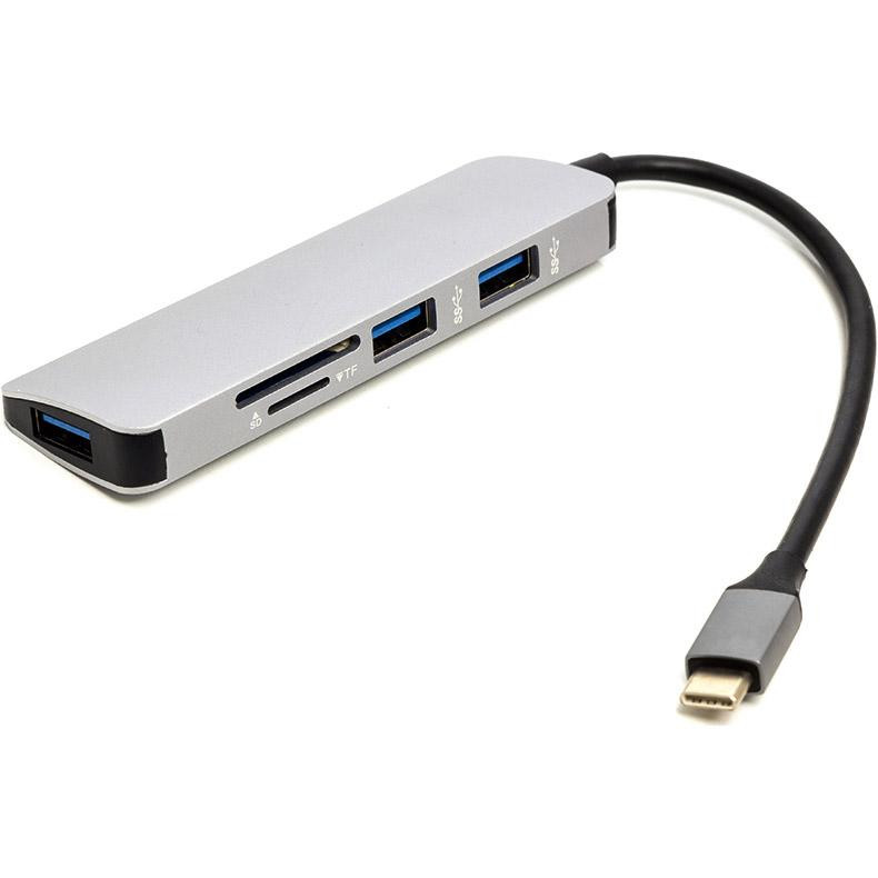 Фото Переходник PowerPlant USB Type-C - 3*USB 3.0 Ports + TF/SD Card Reader CA912100