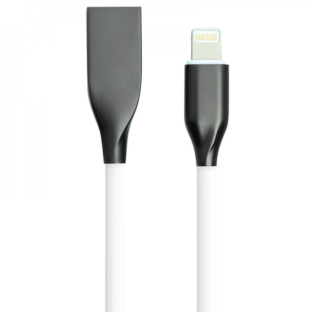Фото Кабель PowerPlant USB - Lightning, 1м, силикон, белый CA910724