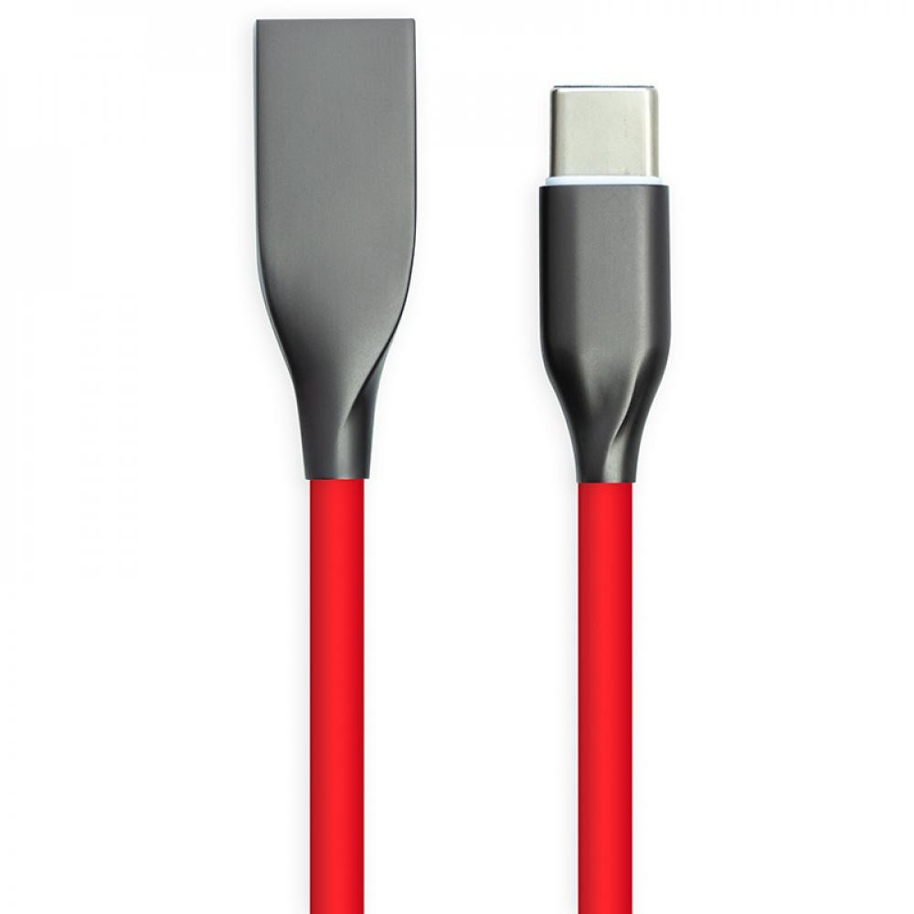 Фото Кабель PowerPlant USB - Type-C, 1м, силикон, красный CA911387