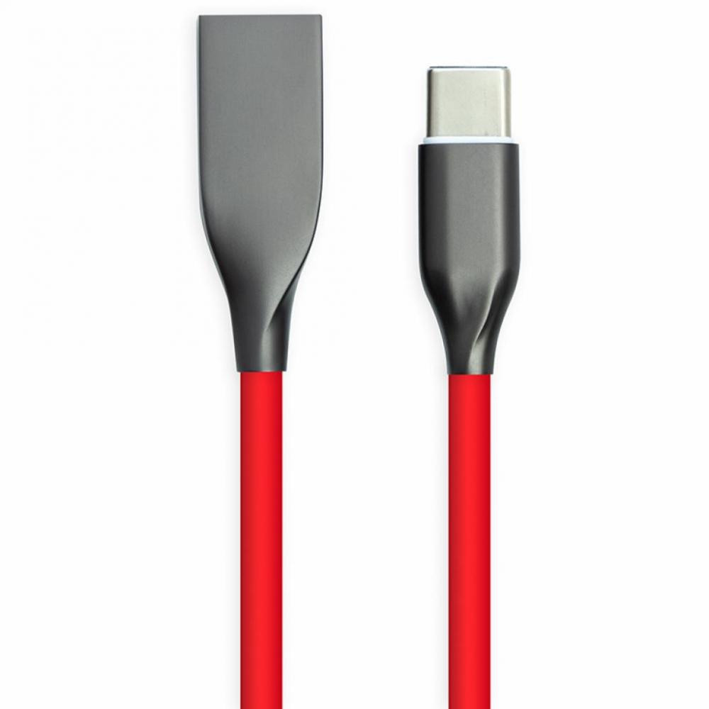 Фото Кабель PowerPlant USB - Type-C, 2м, силикон, красный CA911394